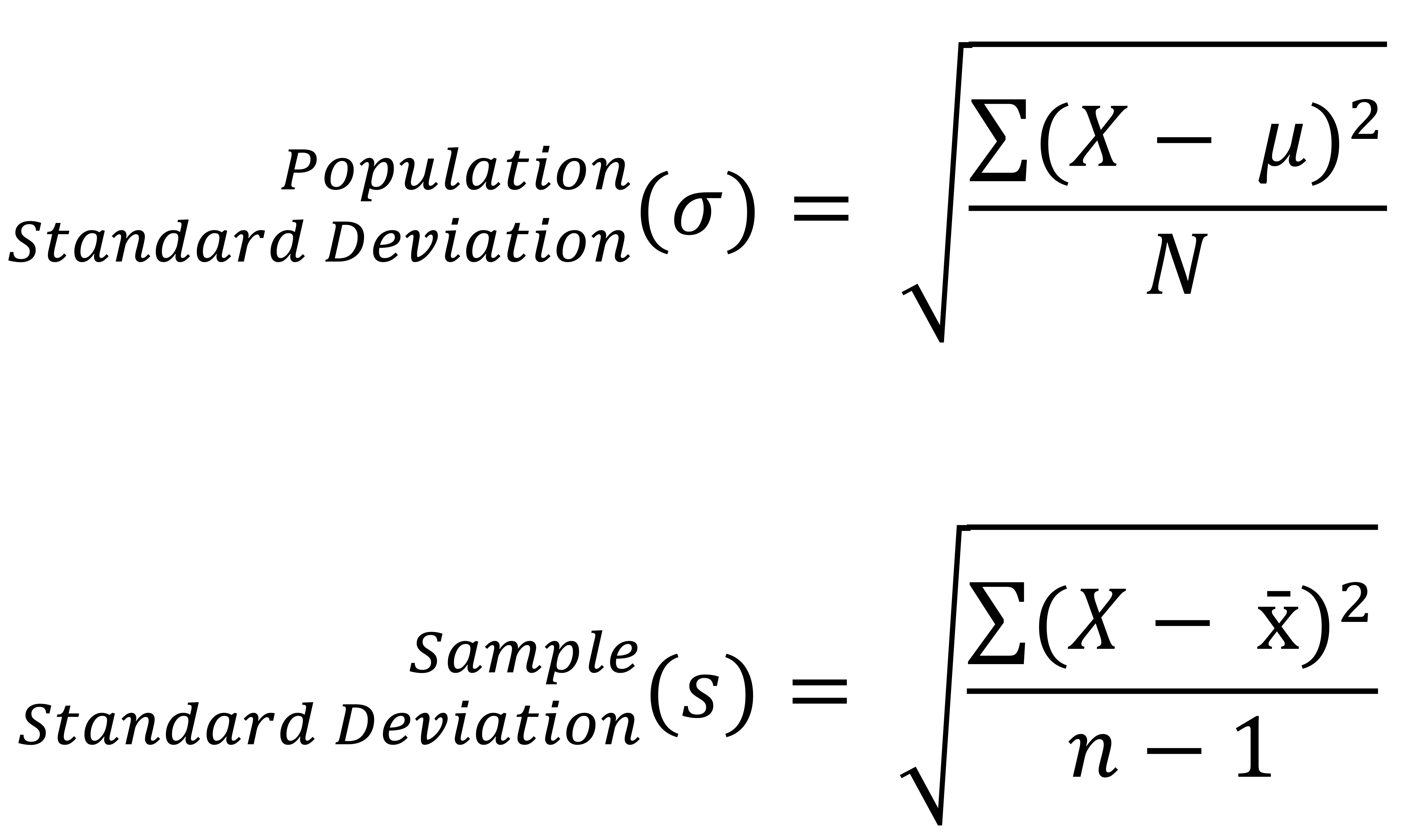 Standard Deviation Equations